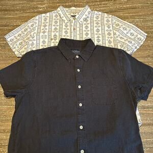 Lucky Brand 2-Pack Bundle Linen Short Sleeve Button Down Shirts Men’s Size M